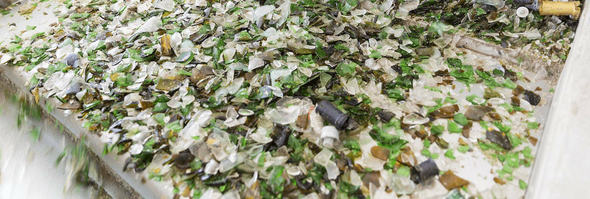 close up image of crushed up recycled glass